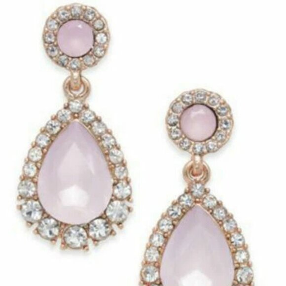 NWT Charter Club Rose Gold Tone Pink Stone Drop Post Earrings New MSRP $24.50 - Picture 3 of 3